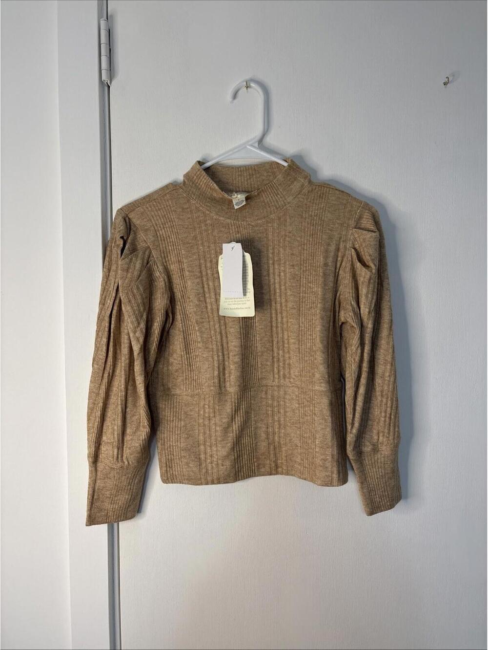 Band‎ of the Free Camel Ribbed Knit Cropped Sweater Sizes Small & Medium NWT